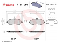 Sada brzdových destiček BREMBO P61096 - CITROËN, FIAT, PEUGEOT