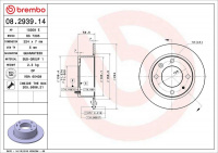 Brzdový kotouč BREMBO 08.2939.14 - CITROËN