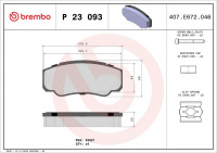 Sada brzdových destiček BREMBO P23093 - CITROËN, FIAT, PEUGEOT