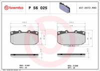 Sada brzdových destiček BREMBO P56025 - SUBARU Sada brzdových destiček BREMBO P56025 - SUBARU