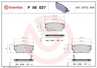Sada brzdových destiček BREMBO P56027 - NISSAN