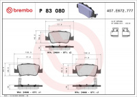 Sada brzdových destiček BREMBO P83080 - TOYOTA