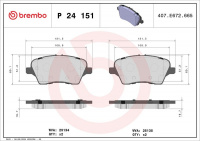 Sada brzdových destiček BREMBO P24151 - FORD
