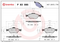 Sada brzdových destiček BREMBO P83085 - DAIHATSU, TOYOTA