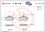 Sada brzdových destiček BREMBO P85016 - AUDI