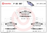 Sada brzdových destiček BREMBO P83087 - DAIHATSU, TOYOTA
