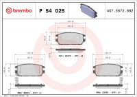 Sada brzdových destiček BREMBO P54025 - MITSUBISHI