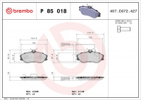 Sada brzdových destiček BREMBO P85018 - AUDI