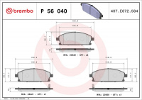 Sada brzdových destiček BREMBO P56040 - NISSAN