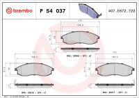 Sada brzdových destiček BREMBO P54037 - MITSUBISHI Sada brzdových destiček BREMBO P54037 - MITSUBISHI