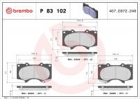 Sada brzdových destiček BREMBO P83102 - TOYOTA