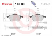 Sada brzdových destiček BREMBO P85026 - AUDI