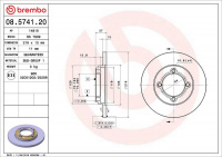 Brzdový kotouč BREMBO 08.5741.20 - KIA Brzdový kotouč BREMBO 08.5741.20 - KIA