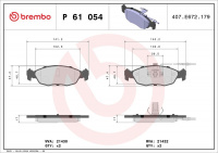 Sada brzdových destiček BREMBO P61054 - CITROËN, PEUGEOT