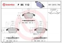 Sada brzdových destiček BREMBO P85112 - VW
