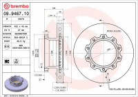 Brzdový kotouč BREMBO 09.9467.10 - MAN