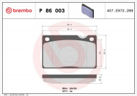 Sada brzdových destiček BREMBO P86003 - VOLVO
