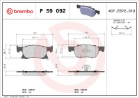 Sada brzdových destiček BREMBO P59092 - OPEL