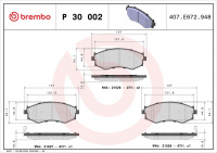 Sada brzdových destiček BREMBO P30002 - NISSAN Sada brzdových destiček BREMBO P30002 - NISSAN