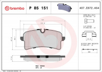 Sada brzdových destiček BREMBO P85151 - AUDI