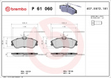 Sada brzdových destiček BREMBO P61060 - CITROËN, PEUGEOT