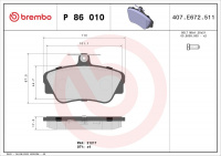 Sada brzdových destiček BREMBO P86010 - VOLVO