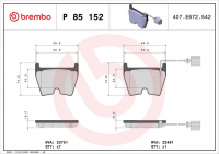 Sada brzdových destiček BREMBO P85152 - AUDI