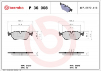 Sada brzdových destiček BREMBO P36008 - DAIMLER, JAGUAR