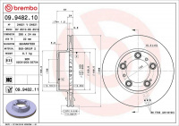 Brzdový kotouč BREMBO 09.9482.10 - PORSCHE Brzdový kotouč BREMBO 09.9482.10 - PORSCHE