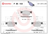 Sada brzdových destiček BREMBO P85153 - AUDI