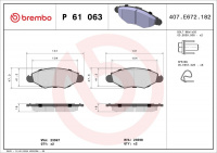 Sada brzdových destiček BREMBO P61063 - PEUGEOT