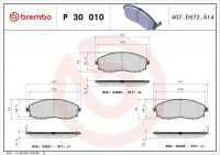 Sada brzdových destiček BREMBO P30010 - HYUNDAI Sada brzdových destiček BREMBO P30010 - HYUNDAI