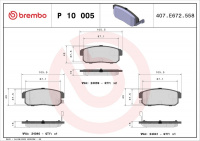 Sada brzdových destiček BREMBO P10005 - SUZUKI Sada brzdových destiček BREMBO P10005 - SUZUKI