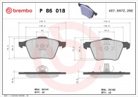 Sada brzdových destiček BREMBO P86018 - VOLVO Sada brzdových destiček BREMBO P86018 - VOLVO
