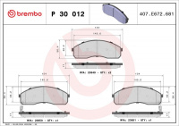 Sada brzdových destiček BREMBO P30012 - KIA