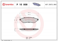 Sada brzdových destiček BREMBO P10008 - CHEVROLET, DAEWOO