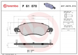Sada brzdových destiček BREMBO P61070 - CITROËN