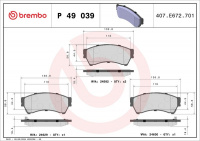 Sada brzdových destiček BREMBO P49039