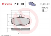 Sada brzdových destiček BREMBO P24018 - FORD