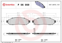 Sada brzdových destiček BREMBO P56059 - NISSAN