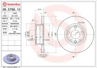 Brzdový kotouč BREMBO 08.5768.10 - VW
