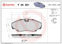 Sada brzdových destiček BREMBO P56061 - NISSAN, OPEL, RENAULT