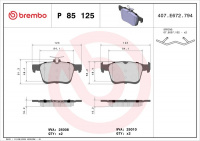 Sada brzdových destiček BREMBO P85125 Sada brzdových destiček BREMBO P85125
