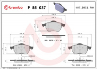 Sada brzdových destiček BREMBO P85037 - AUDI, VW