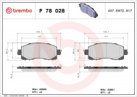 Sada brzdových destiček BREMBO P78028 Sada brzdových destiček BREMBO P78028