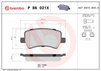 Sada brzdových destiček BREMBO P86021X - LAND ROVER, VOLVO