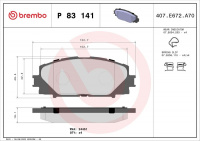 Sada brzdových destiček BREMBO P83141 - DAIHATSU, TOYOTA