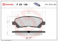 Sada brzdových destiček BREMBO P83138 Sada brzdových destiček BREMBO P83138