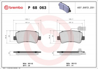 Sada brzdových destiček BREMBO P68063 - NISSAN, OPEL, RENAULT