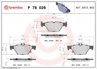 Sada brzdových destiček BREMBO P78026 - SUBARU
